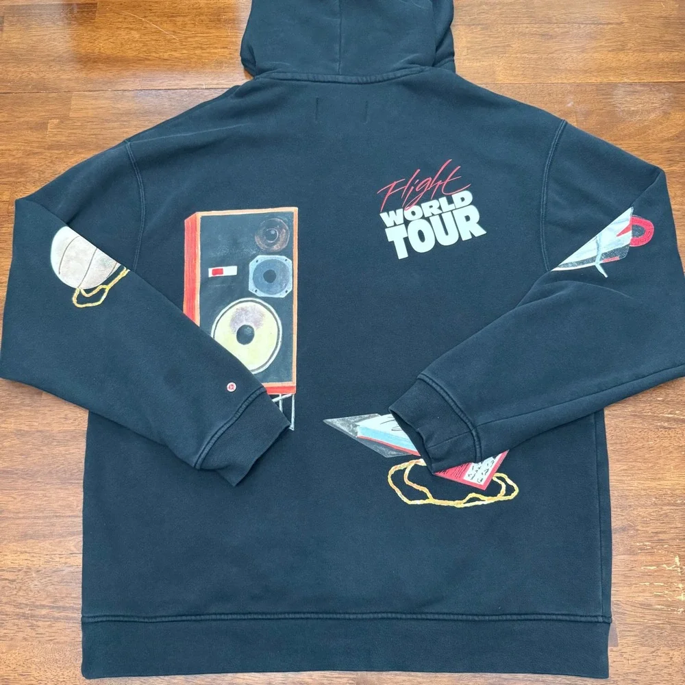 Jordan Flight World Tour Artist Series Mens Medium Black Graphic Hoodie DQ8043